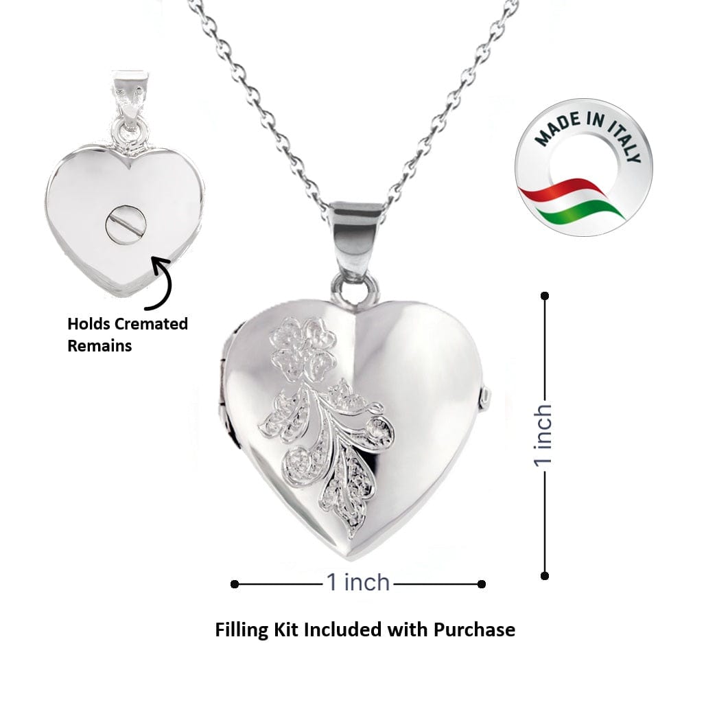 Cara Keepsakes Silver Locket Urns 'Forget Me Not' Locket Urn