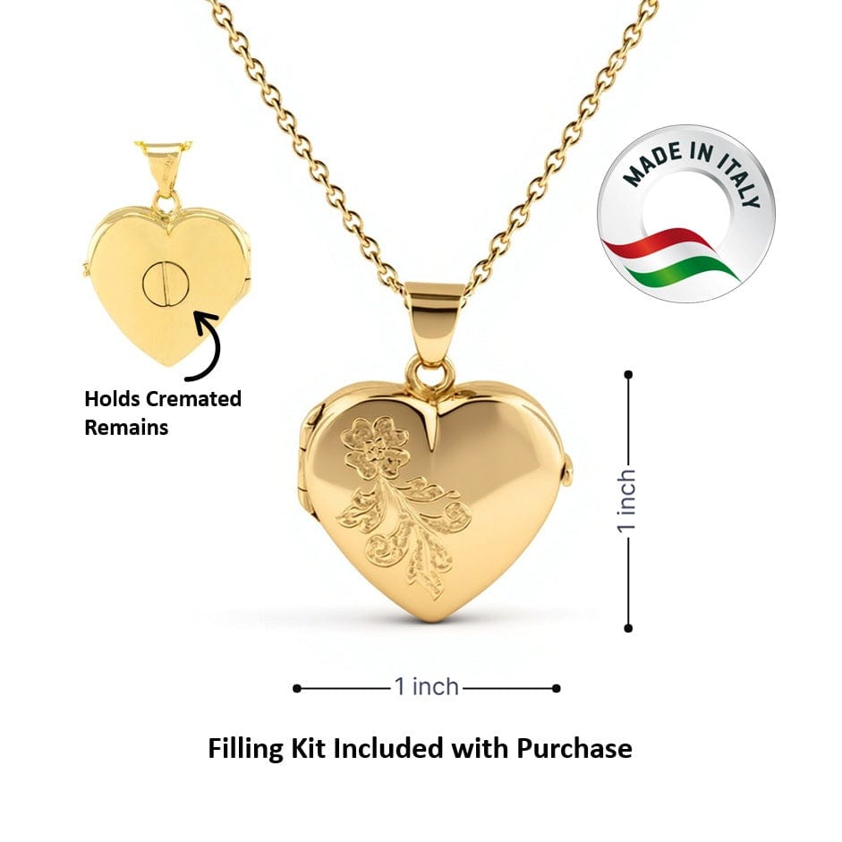 Cara Keepsakes Gold Locket Urns Gold 'Forget Me Not' Locket Urn (10K)
