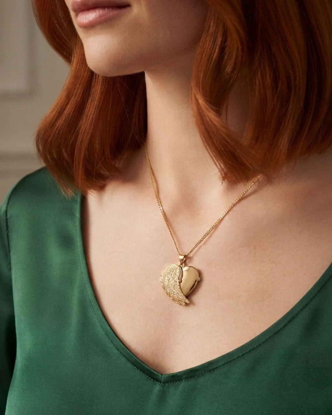 Cara Keepsakes Gold Locket Urns Gold Angel Wing Locket Urn (14K)