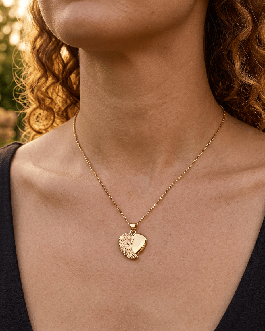 Cara Keepsakes Gold Pendant Urns Gold Angel Wing Pendant Urn (10K)