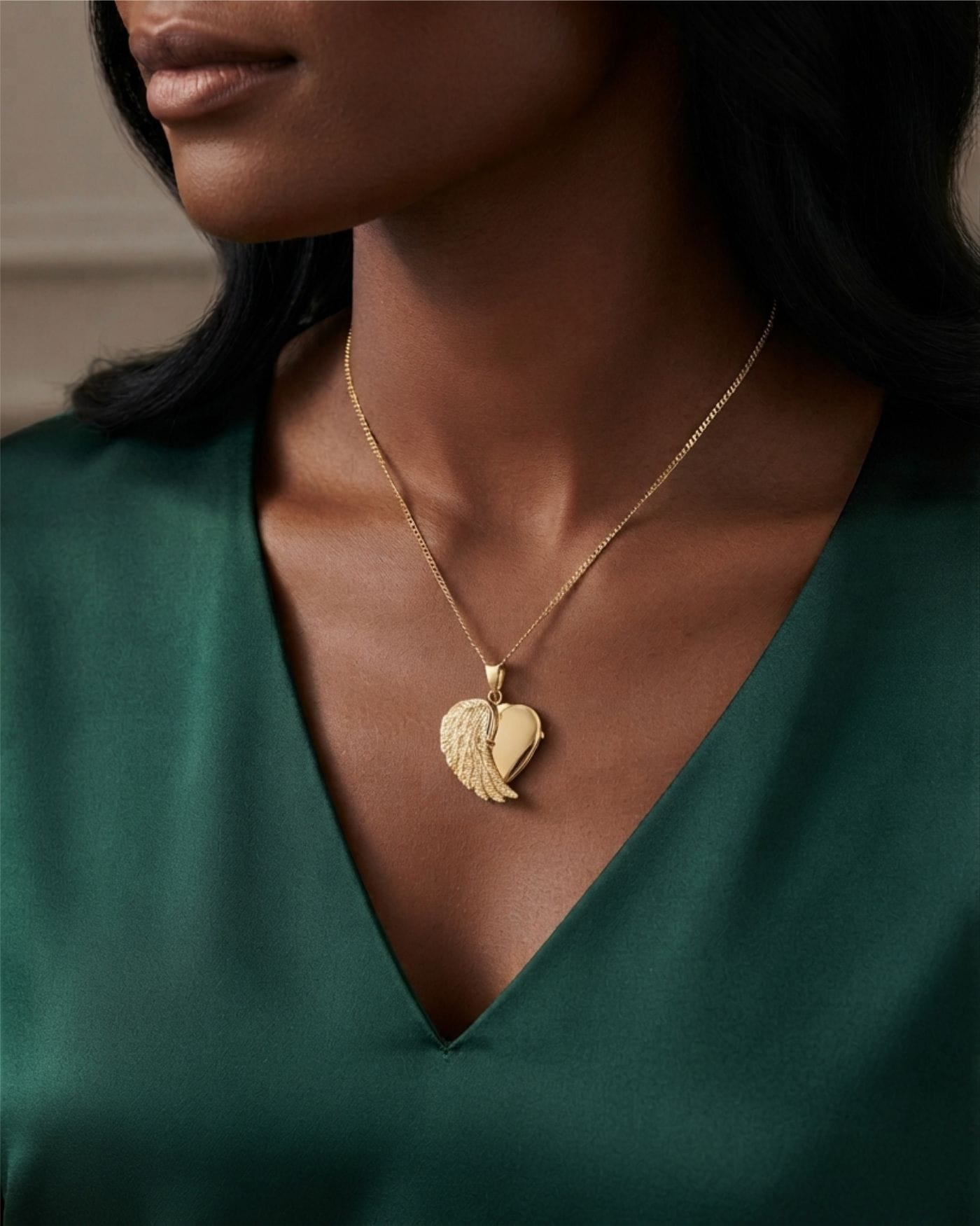 Cara Keepsakes Gold Locket Urns Gold Angel Wing Locket Urn (14K)