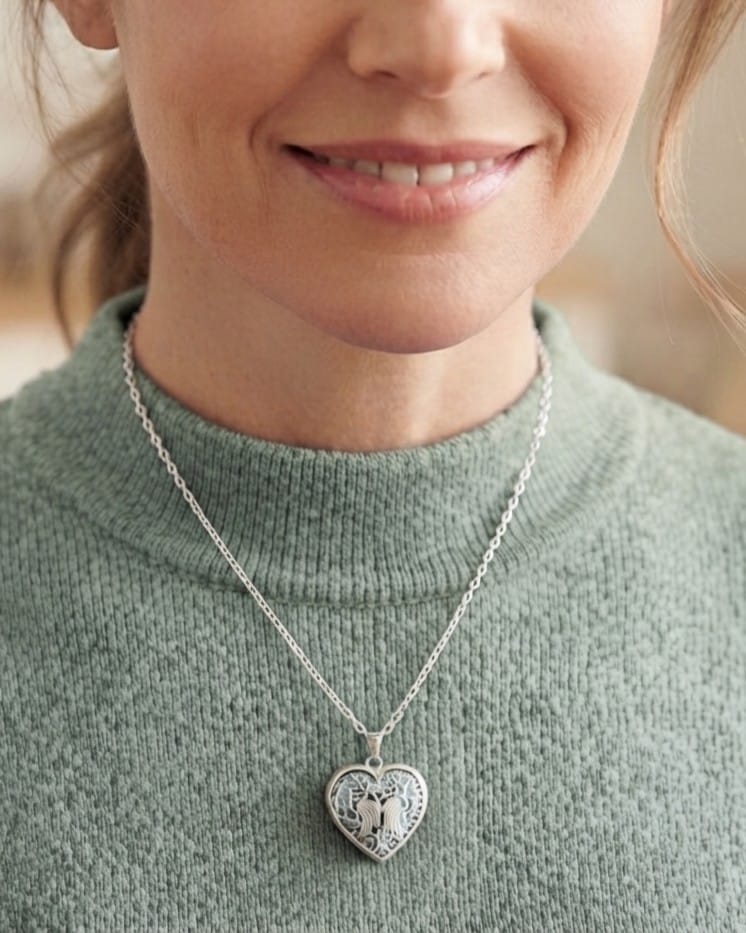 Cara Keepsakes Silver Locket Urns Angel Heart Locket Urn