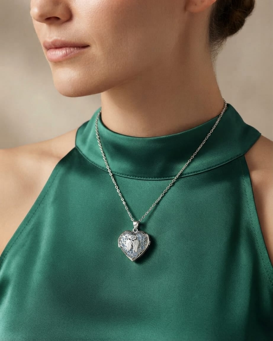 Cara Keepsakes Silver Locket Urns Angel Heart Locket Urn