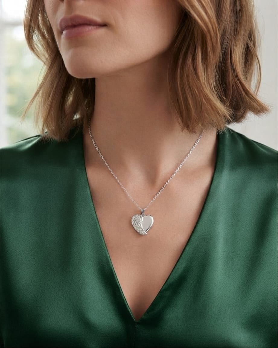 Cara Keepsakes Silver Pendant Urns Angel Wing Pendant Urn