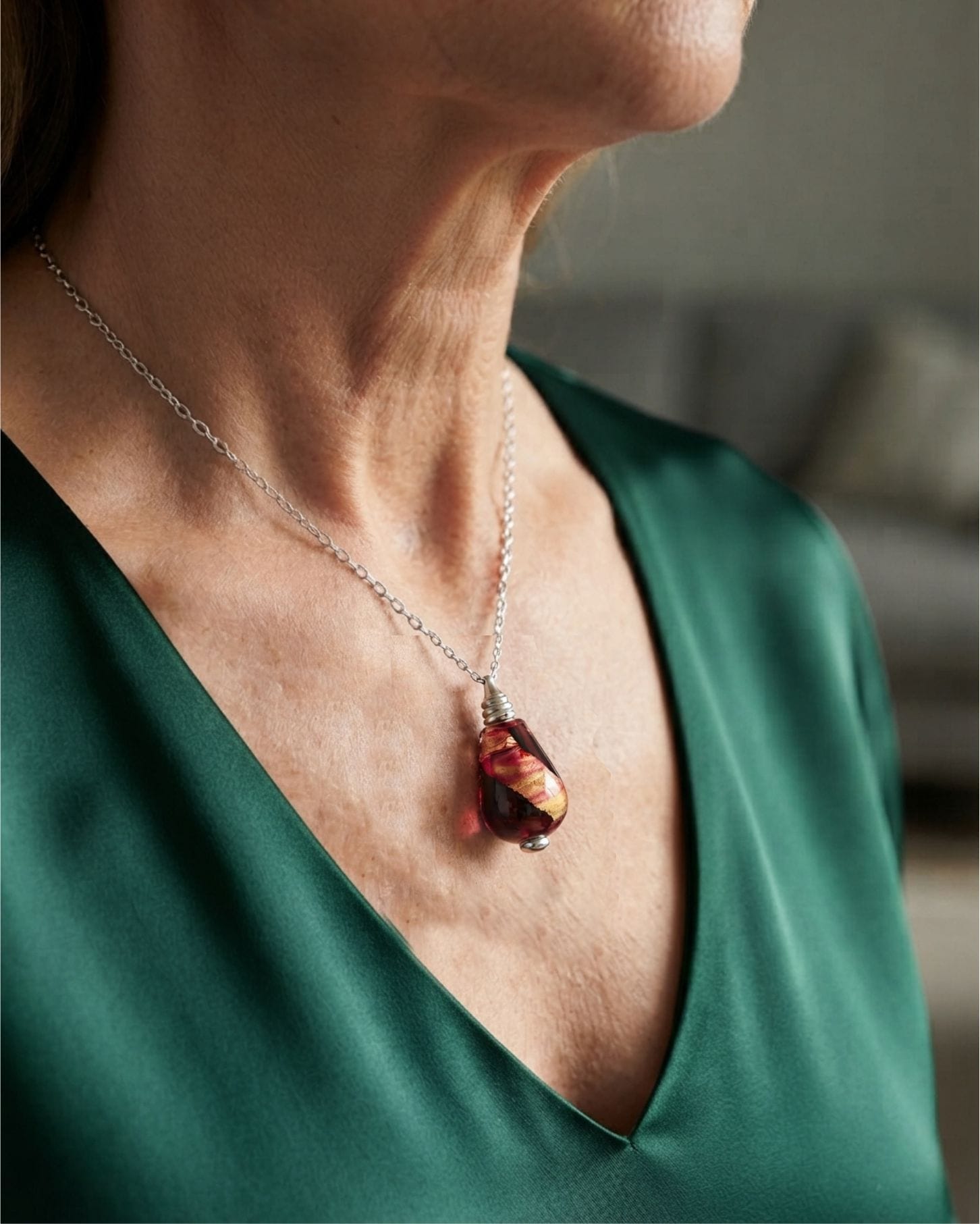 Cara Keepsakes Murano Glass Pendant Urns Murano Glass Pendant Urn - 'Beyond the Sunset' Drop
