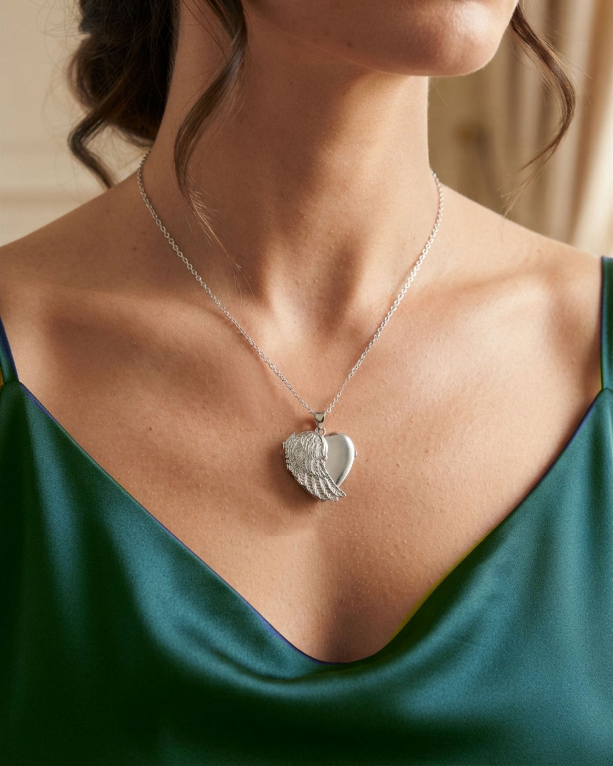 Cara Keepsakes Silver Locket Urns Silver Angel Wing Locket Urn