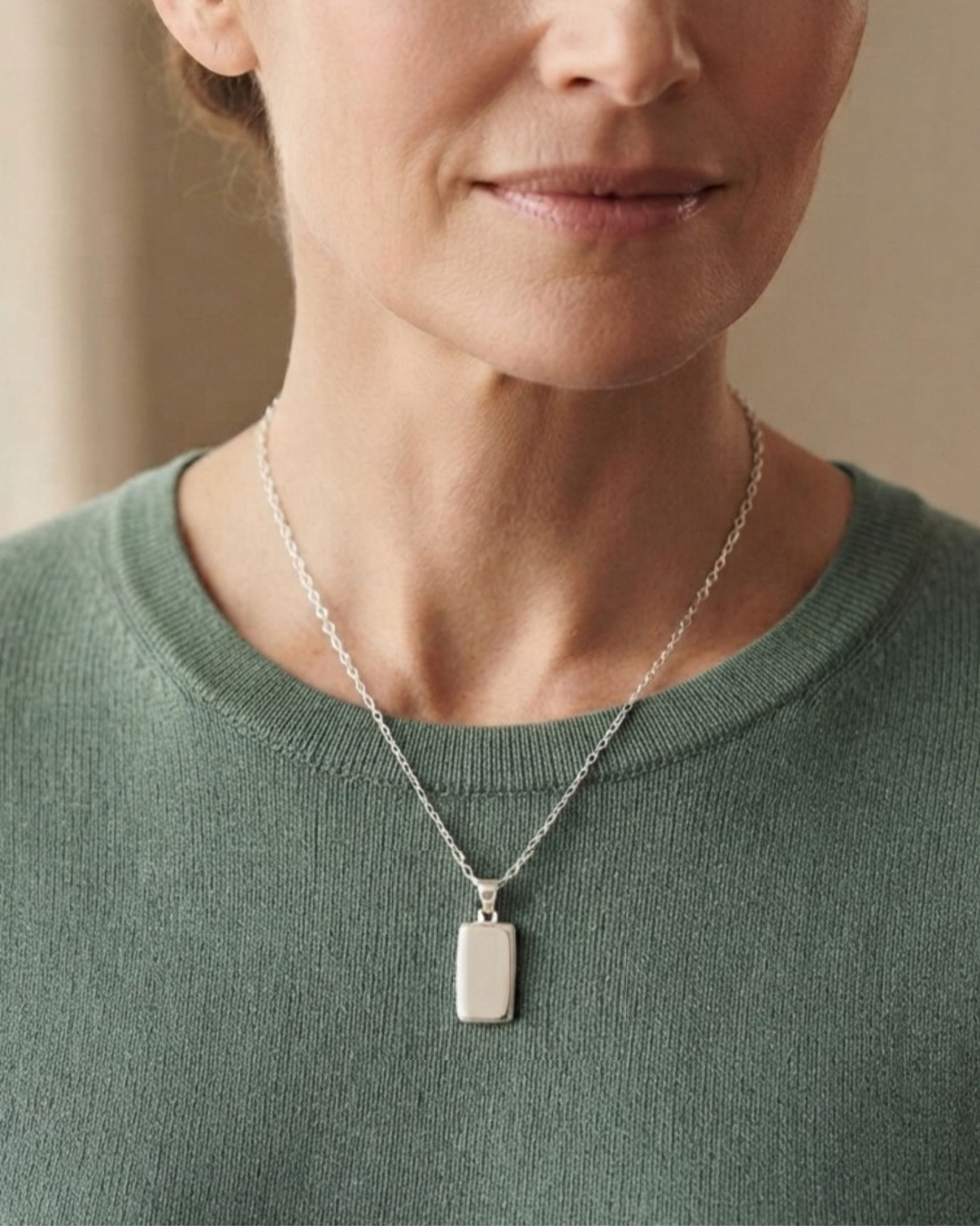 Cara Keepsakes Silver Pendant Urns Silver Rectangle Pendant Urn