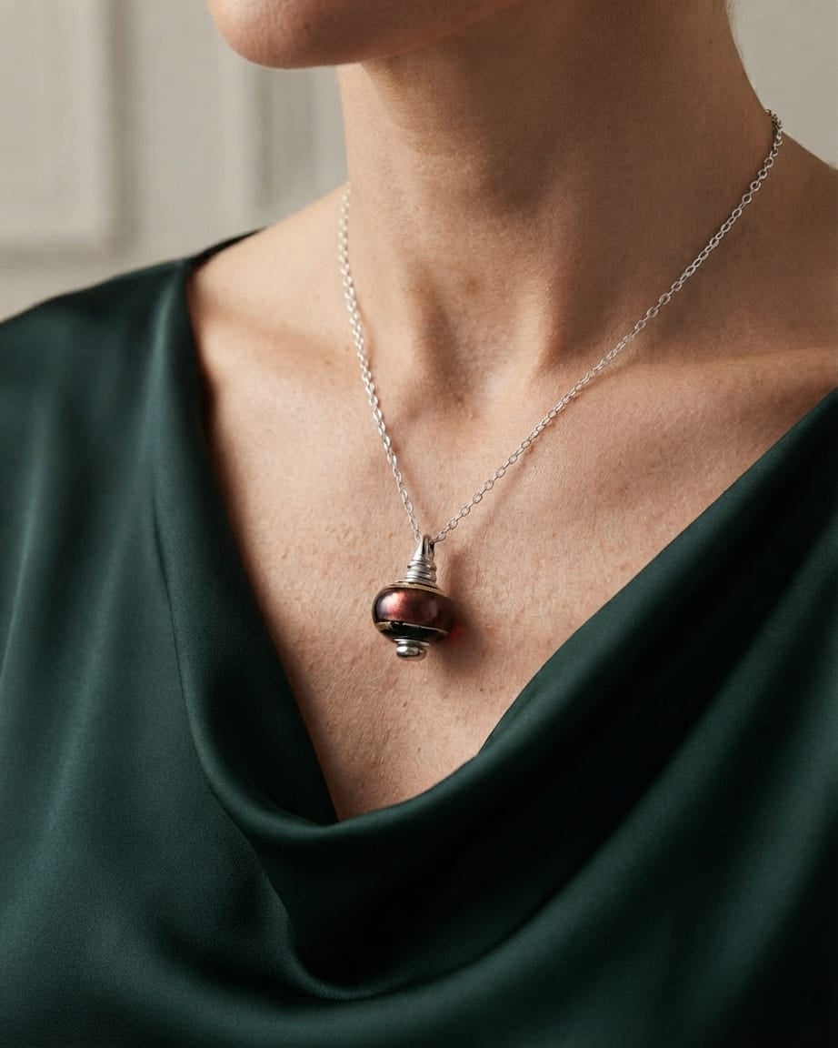 Cara Keepsakes Murano Glass Pendant Urns Murano Glass Pendant Urn - 'Gilded Dreams' Bead