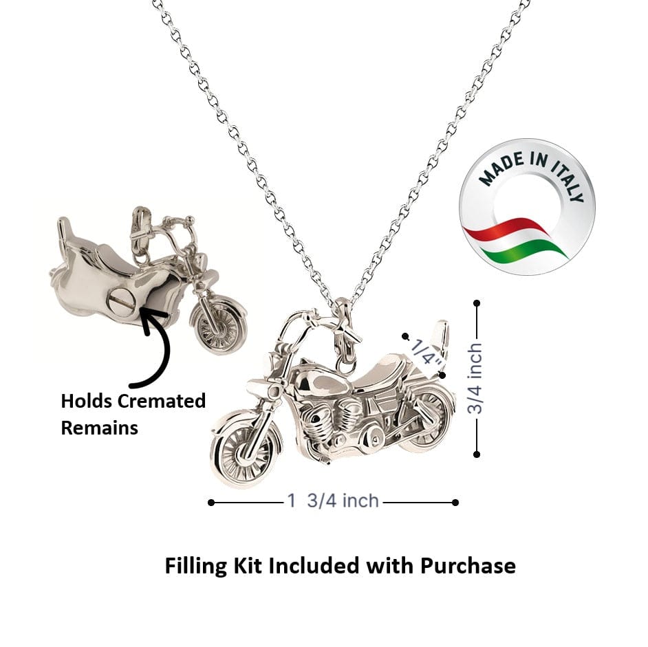 Cara Keepsakes Silver Pendant Urns Motorcycle Pendant Urn