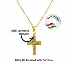 Cara Keepsakes Gold Pendant Urns Hammered Gold Cross Pendant Urn (10K)