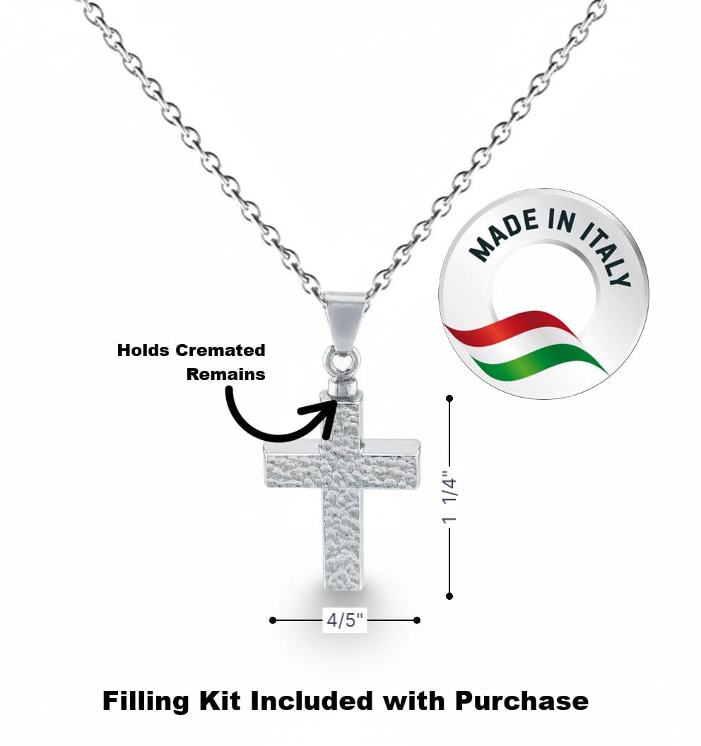 Cara Keepsakes Silver Pendant Urns Hammered Cross Pendant Urn