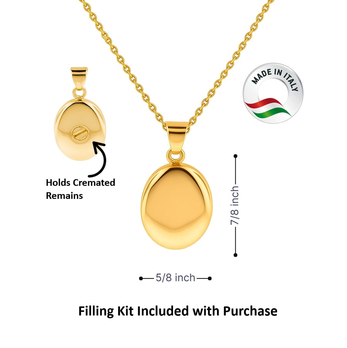 Cara Keepsakes Gold Pendant Urns Gold Oval Pendant Urn (10K)