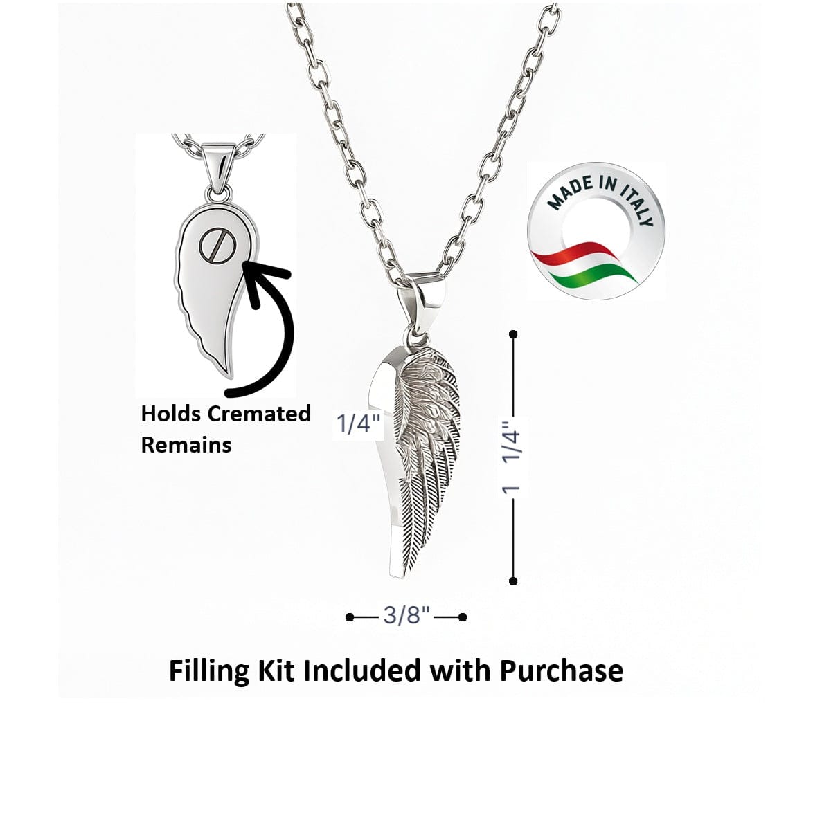 Cara Keepsakes Silver Pendant Urns Silver Guardian Angel Pendant Urn