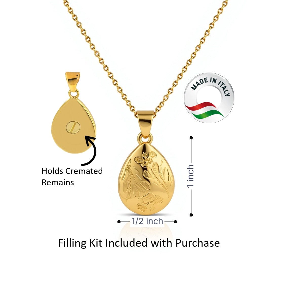 Cara Keepsakes Gold Pendant Urns 'Poppy' Teardrop Pendant Urn (10K)