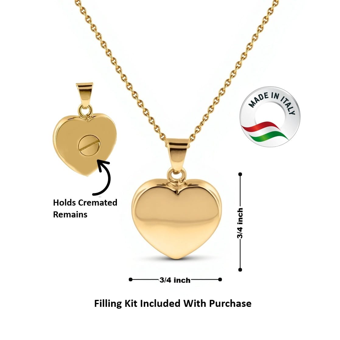 Cara Keepsakes Gold Pendant Urns Gold Heart Pendant Urn (10K)