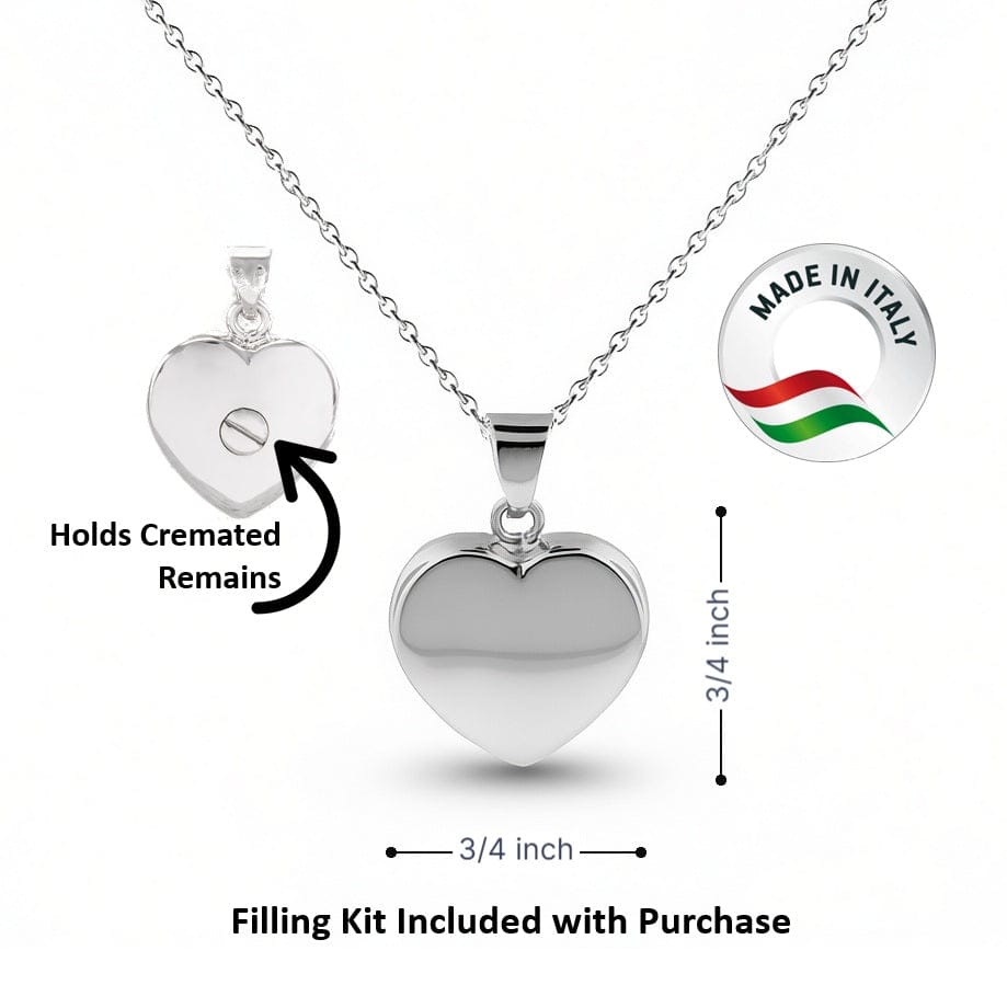 Cara Keepsakes Silver Pendant Urns Silver Heart Pendant Urn