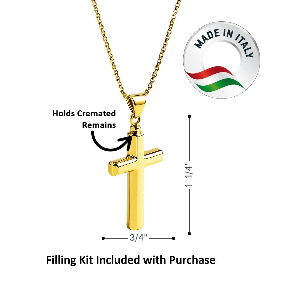 Cara Keepsakes Gold Pendant Urns Gold Cross Pendant Urn (10K)