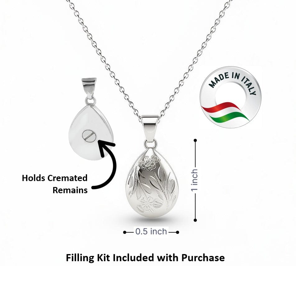 Cara Keepsakes Silver Pendant Urns 'Poppy' Teardrop Pendant Urn