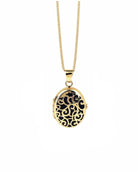 Cara Keepsakes Gold Locket Urns Black Gold Filigree Oval Locket Urn (14K)