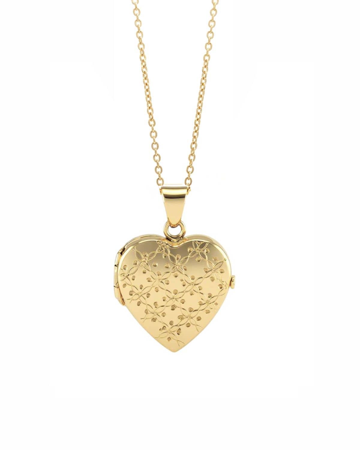 Cara Keepsakes Gold Locket Urns Gold Heart Locket Urn - Diamond Cut (10K)