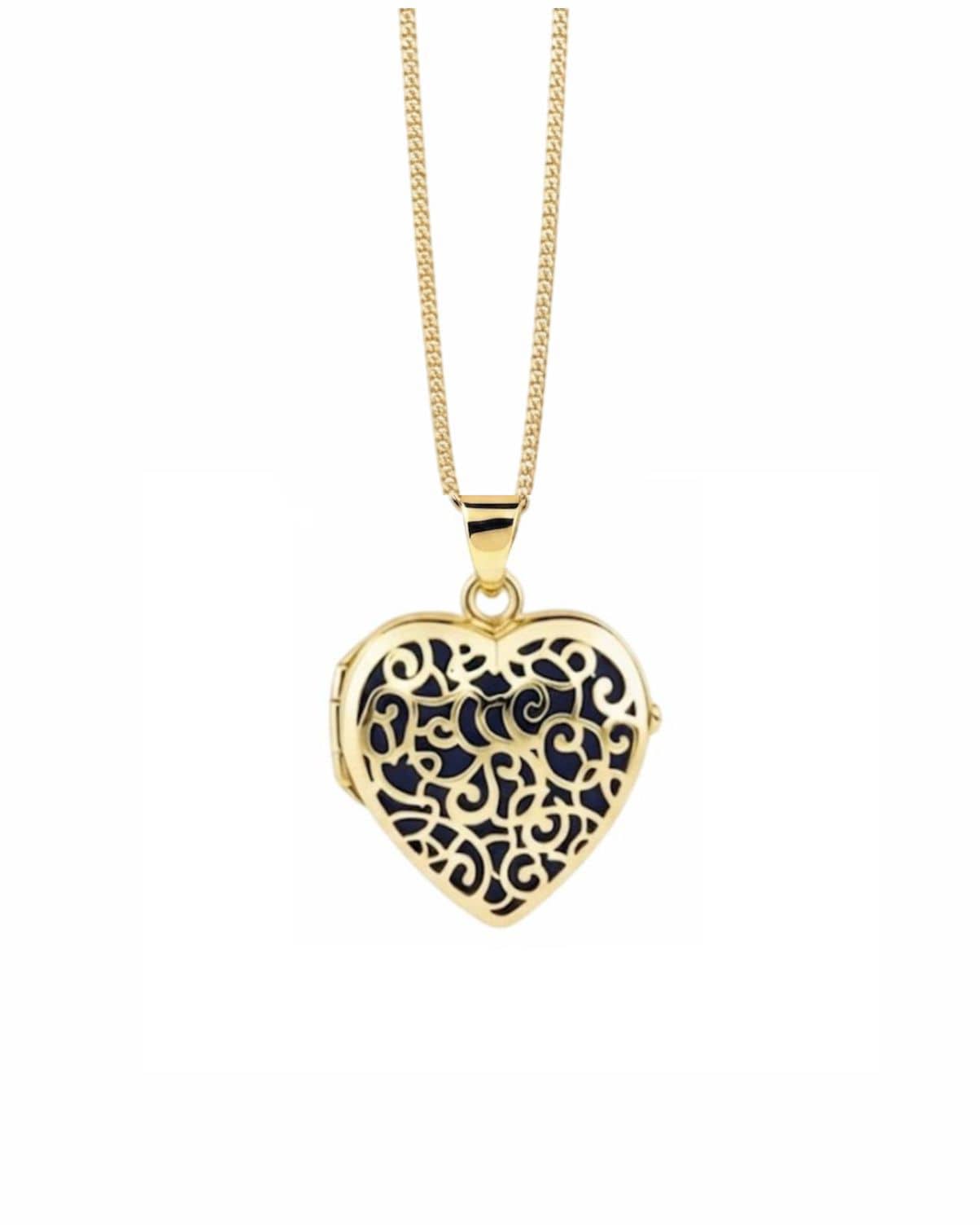 Cara Keepsakes Gold Locket Urns Gold Filigree Heart Locket Urn (14K)