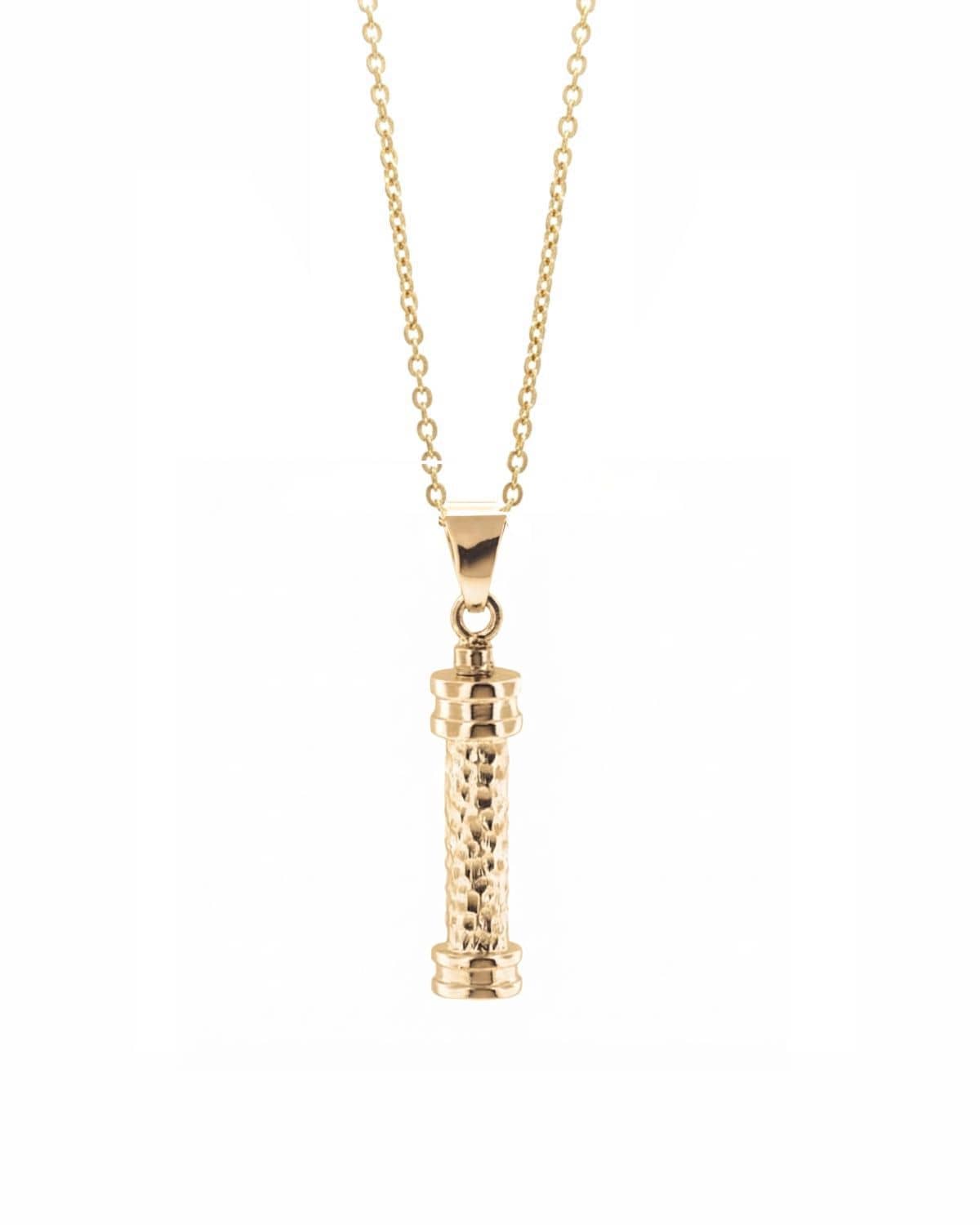 Cara Keepsakes Gold Pendant Urns Gold Hammered Cylinder Pendant Urn (10K)