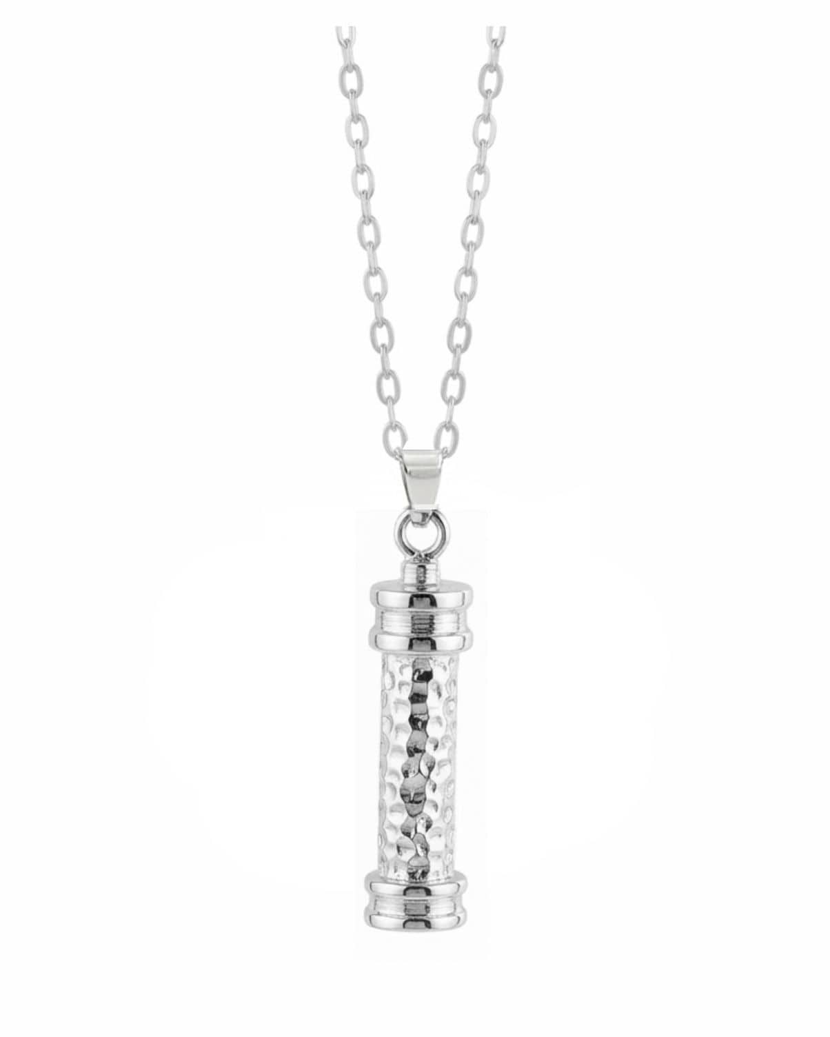 Cara Keepsakes Silver Pendant Urns Hammered Cylinder Pendant Urn