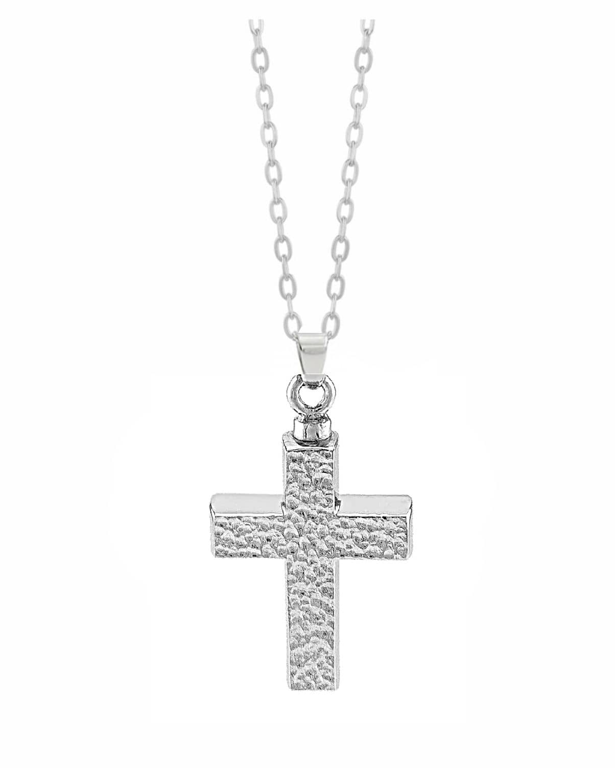 Cara Keepsakes Silver Pendant Urns Hammered Cross Pendant Urn