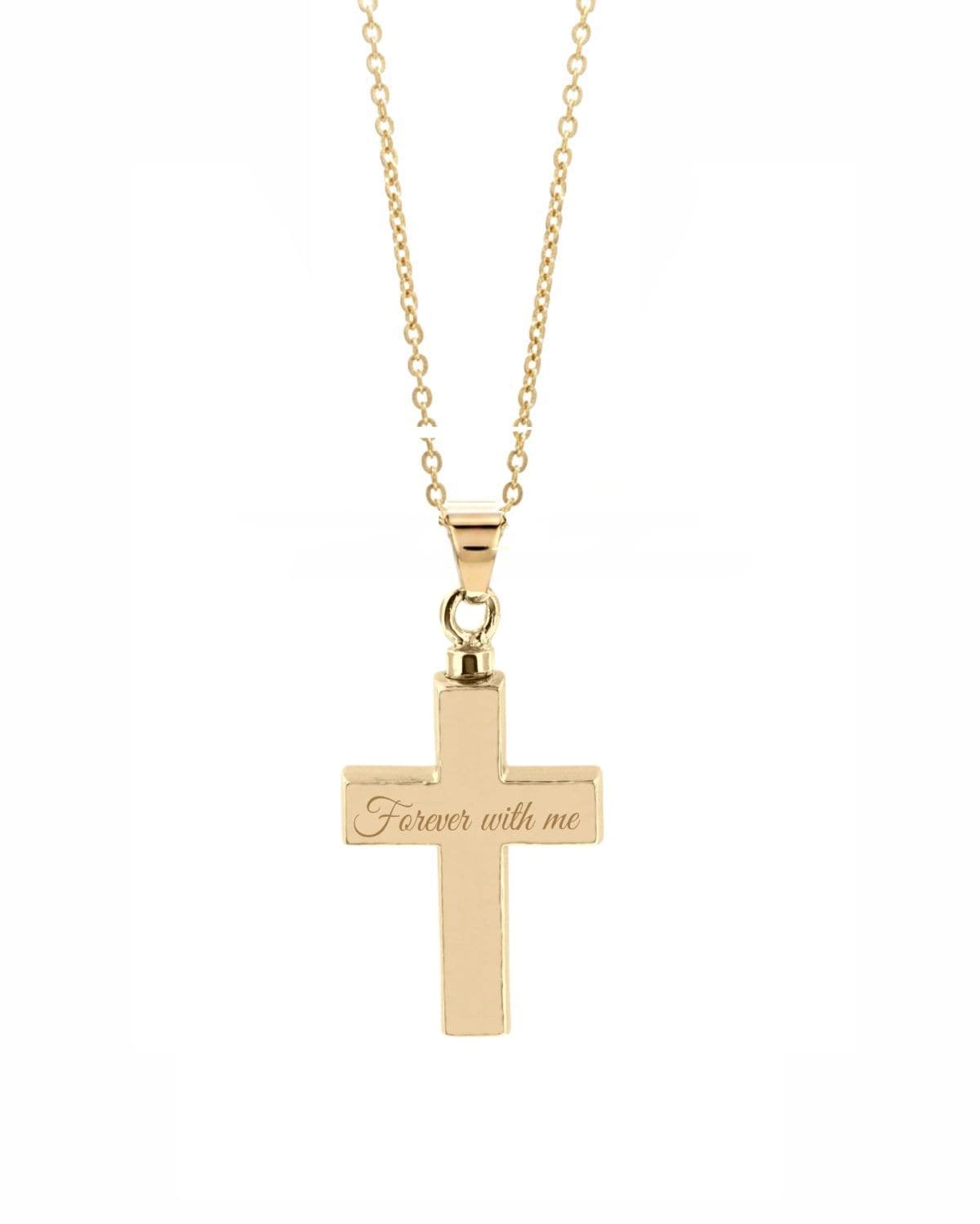 Cara Keepsakes Gold Pendant Urns Hammered Gold Cross Pendant Urn (10K)