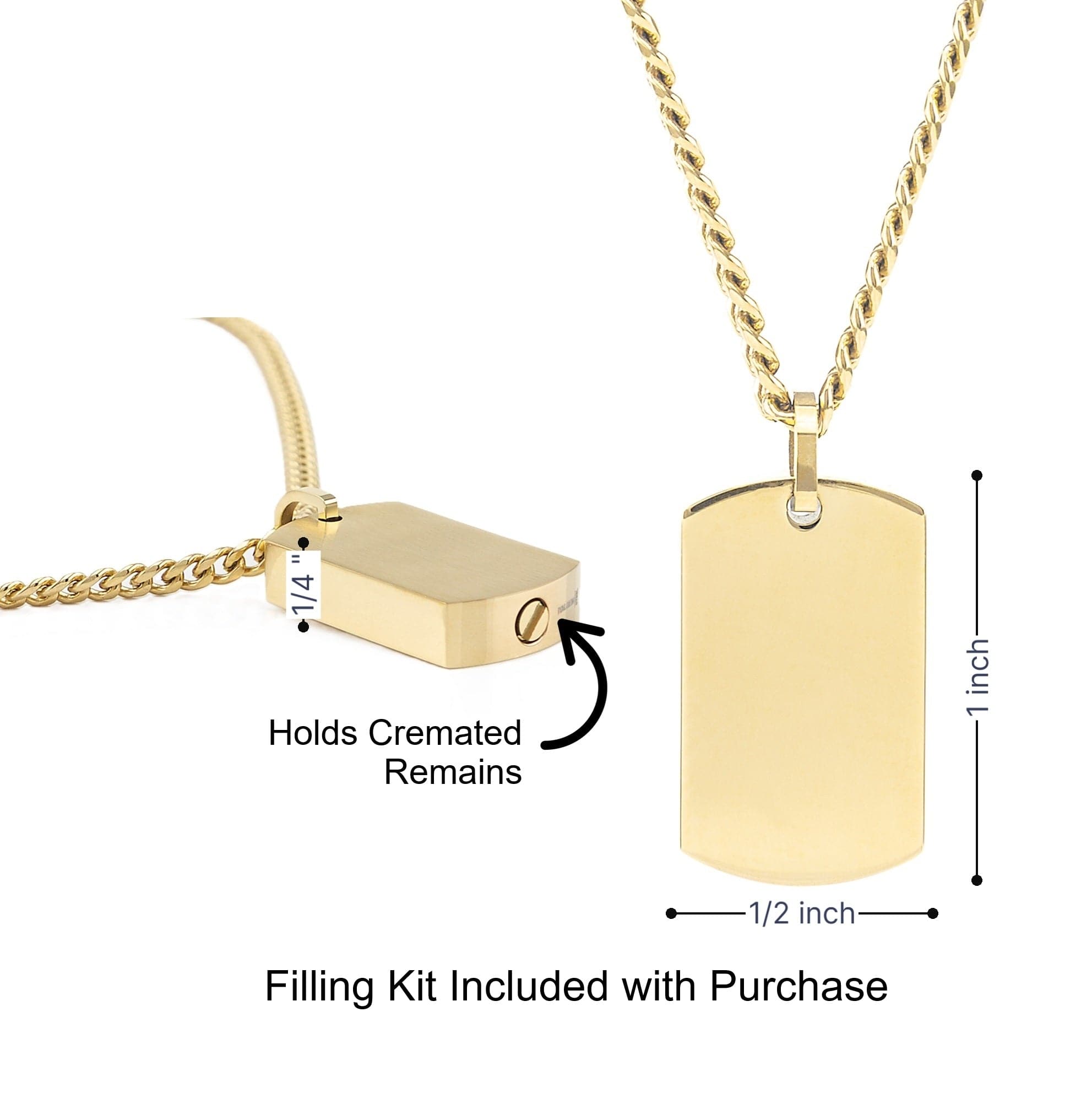 Cara Keepsakes Stainless Steel Gold Tag Pendant Urn