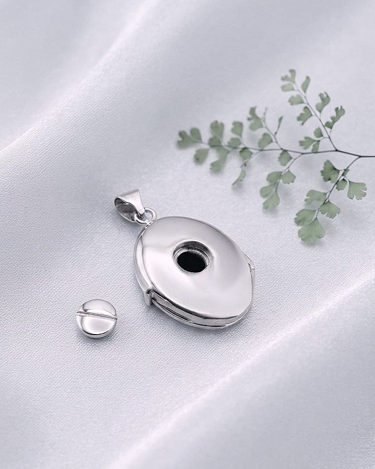 Cara Keepsakes Silver Locket Urns Silver Filigree Oval Locket Urn