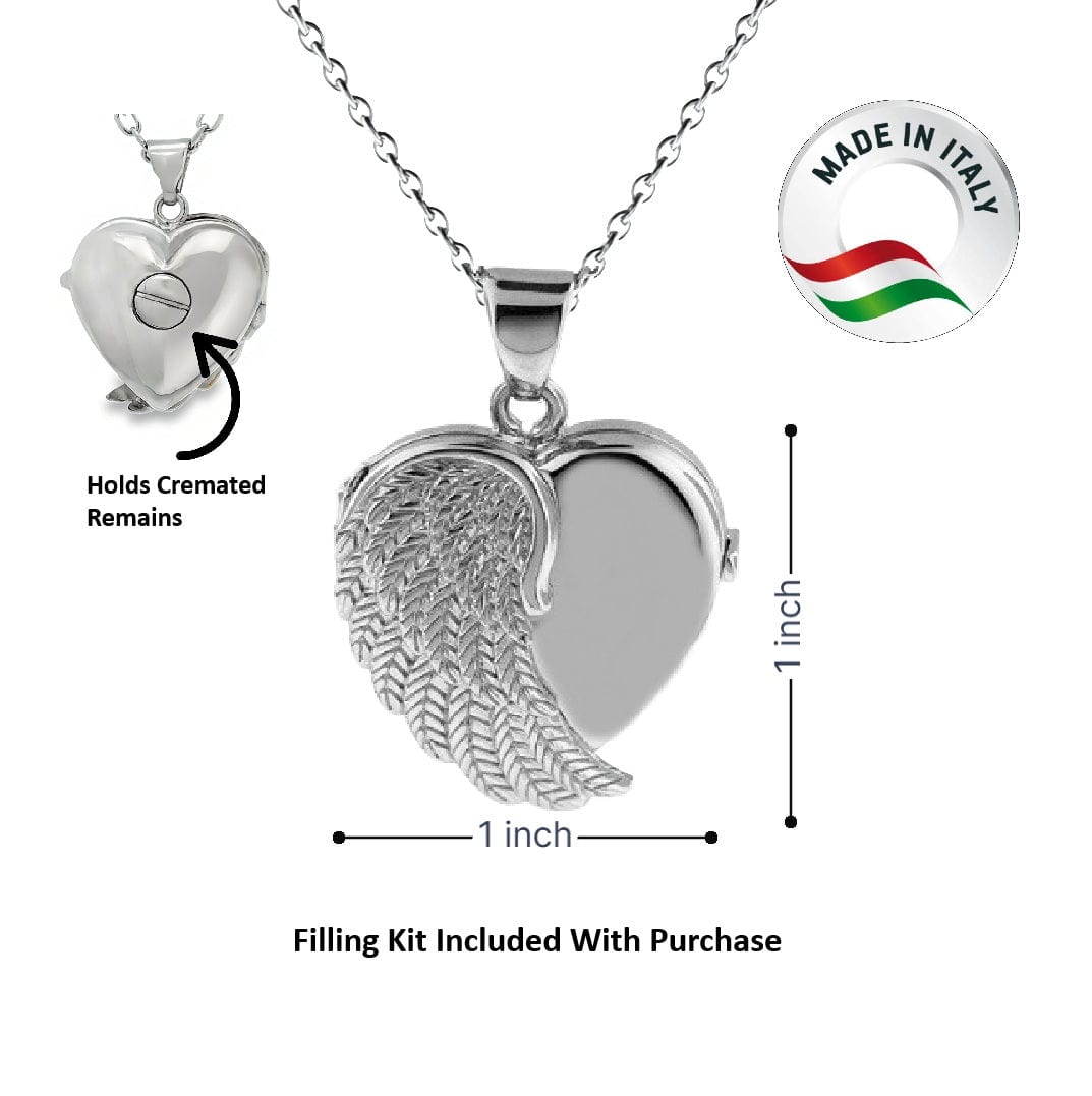 Cara Keepsakes Silver Locket Urns Silver Angel Wing Locket Urn