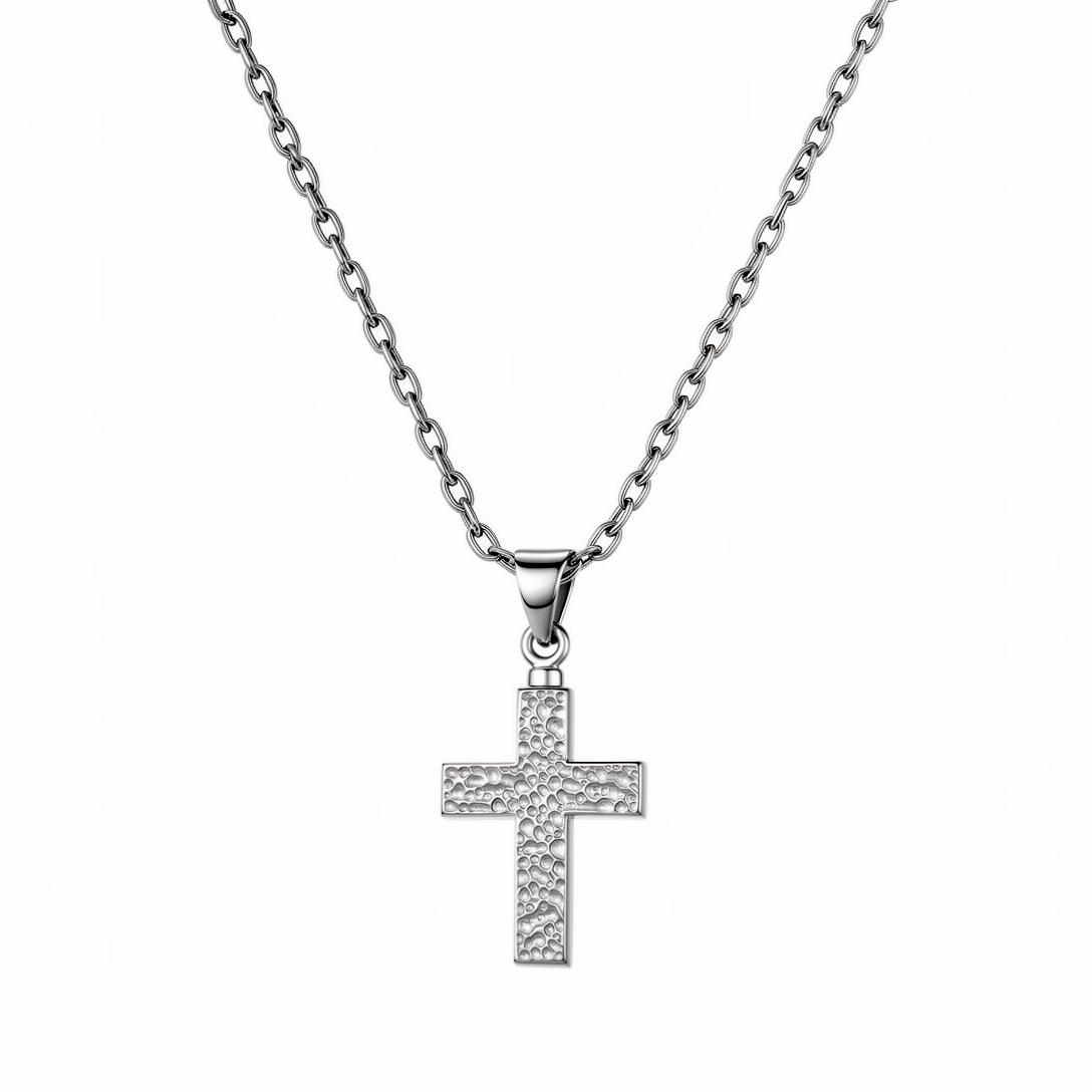 Cara Keepsakes Silver Pendant Urns Hammered Cross Pendant Urn