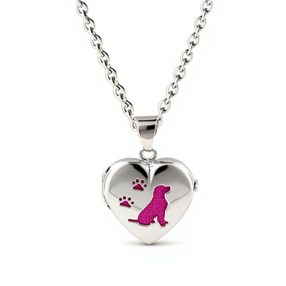 Cara Keepsakes Silver Locket Urns Pink Dog Dog Locket Urn