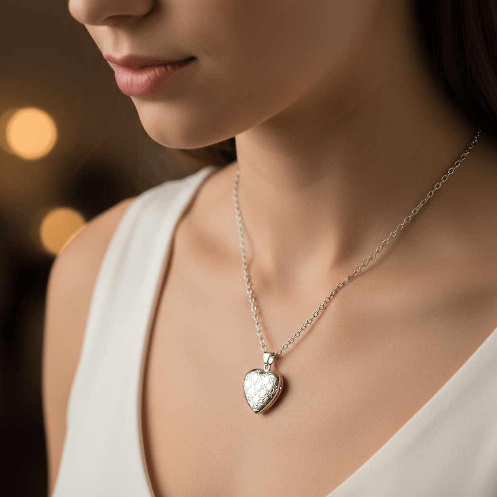 Cara Keepsakes Silver Locket Urns Silver Heart Locket Urn - Diamond Cut