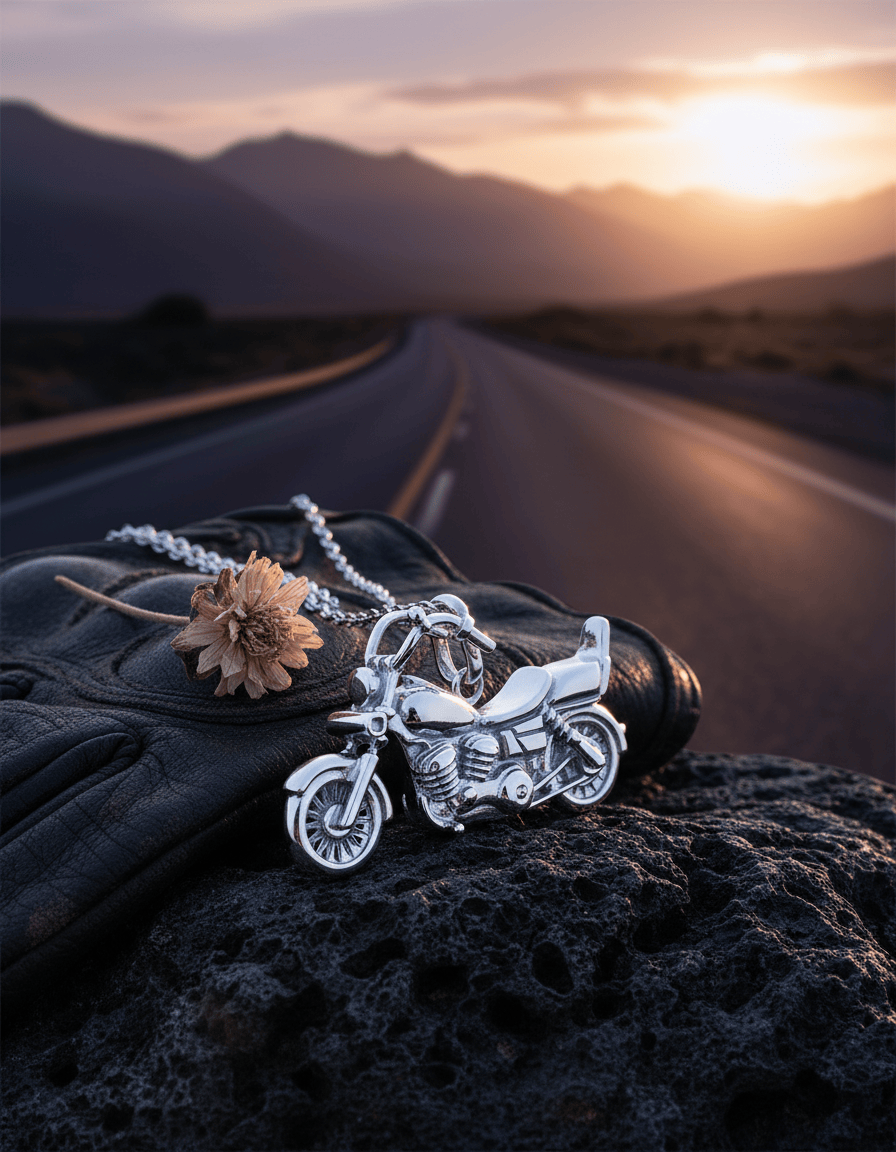 Cara Keepsakes Silver Pendant Urns Motorcycle Pendant Urn