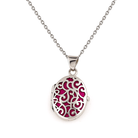 Cara Keepsakes Silver Locket Urns Magenta Silver Filigree Oval Locket Urn