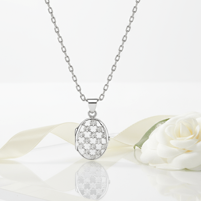 Cara Keepsakes Silver Locket Urns Oval Locket Urn - Diamond Cut
