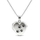 Cara Keepsakes Silver Locket Urns Black Paw Prints Paw Print Locket Urn