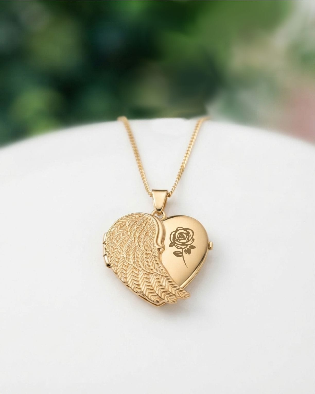 Cara Keepsakes Gold Locket Urns Gold Angel Wing Locket Urn (14K)