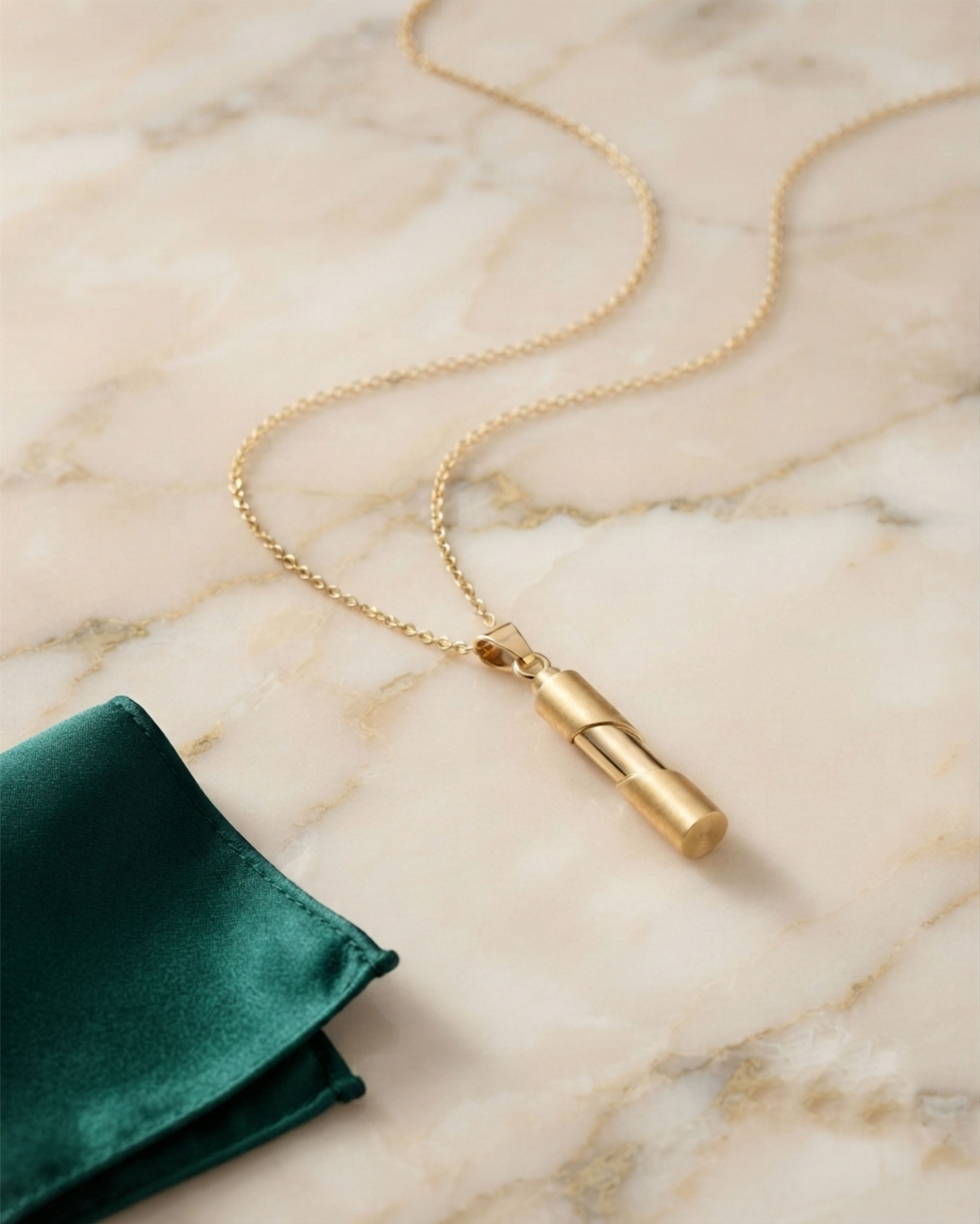 Cara Keepsakes Gold Pendant Urns Gold Cylinder Pendant Urn (10K)