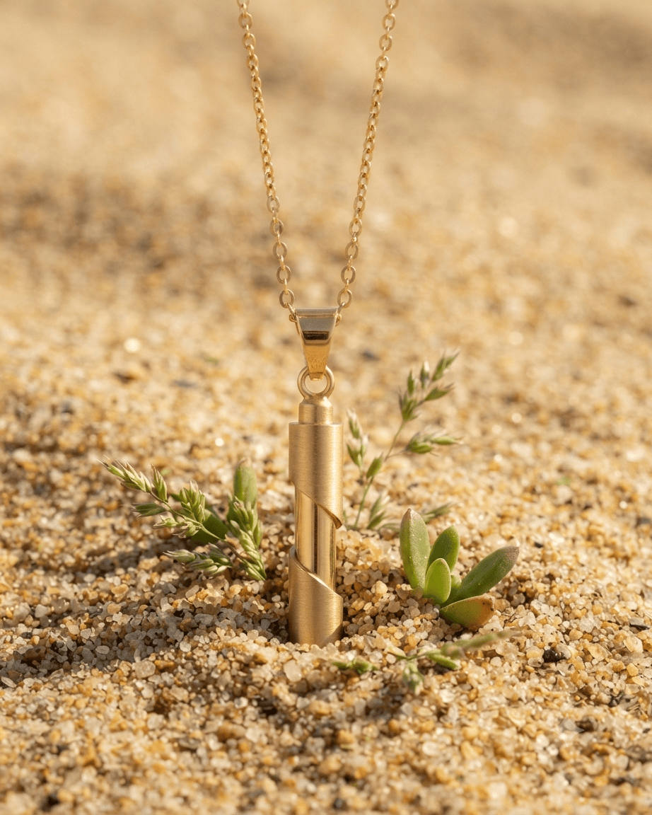 Cara Keepsakes Gold Pendant Urns Gold Cylinder Pendant Urn (10K)