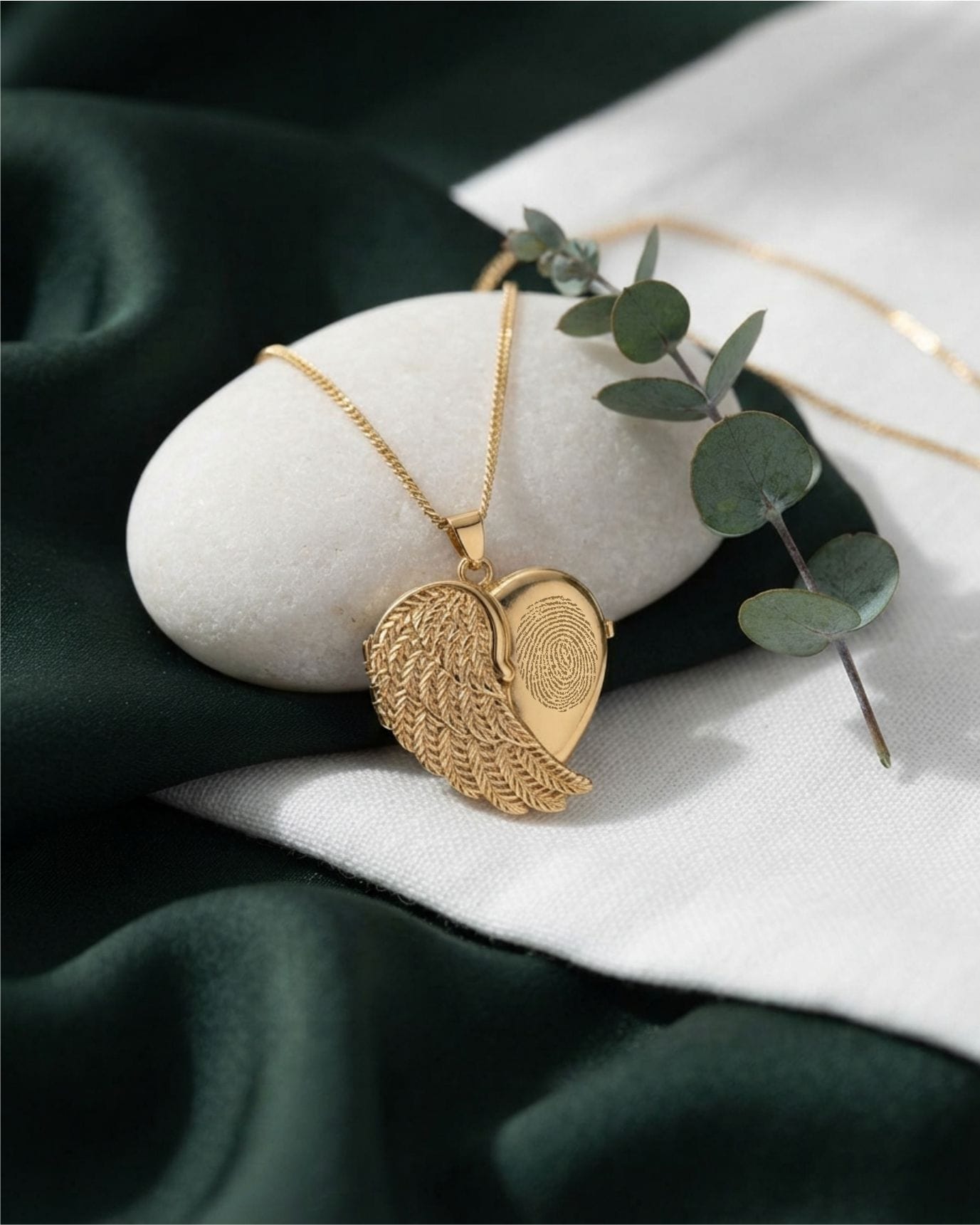Cara Keepsakes Gold Locket Urns Gold Angel Wing Locket Urn (14K)