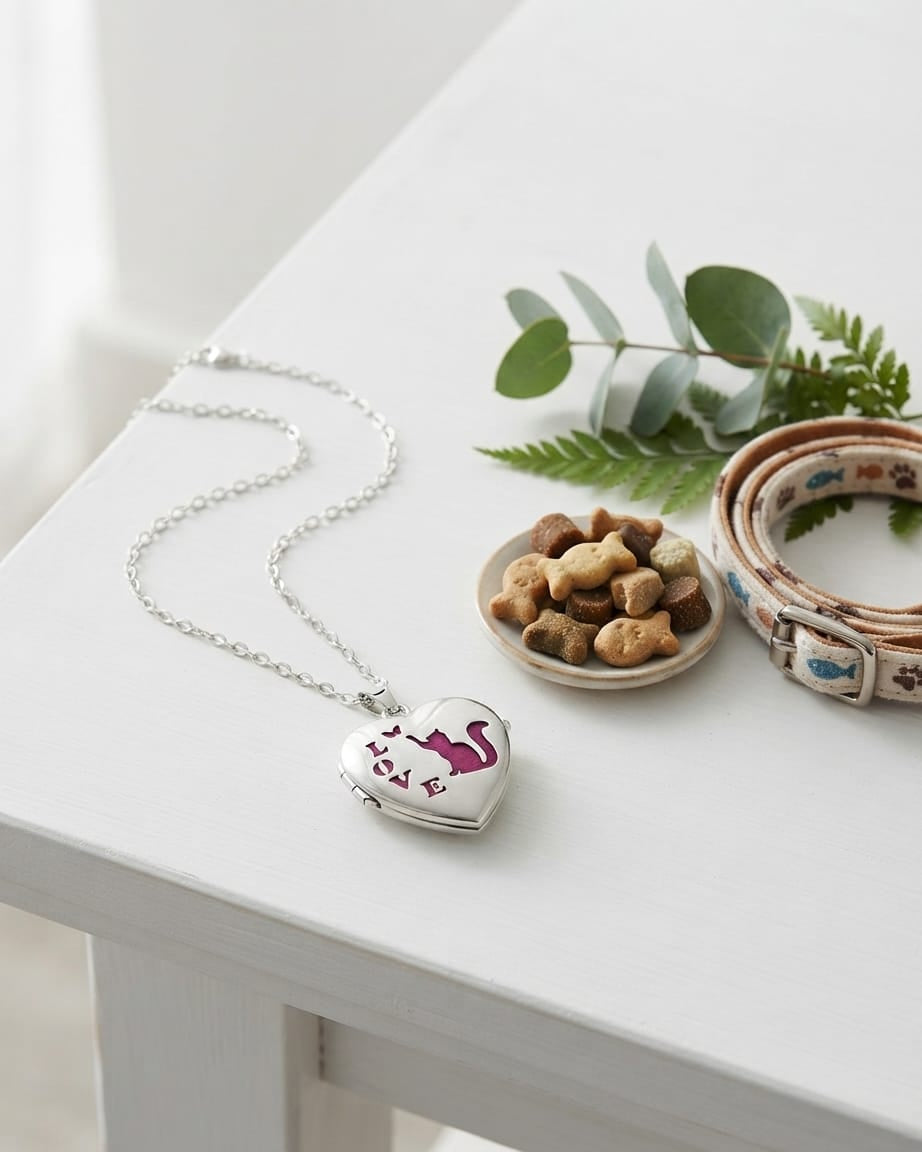 Cara Keepsakes Silver Locket Urns Cat Locket Urn
