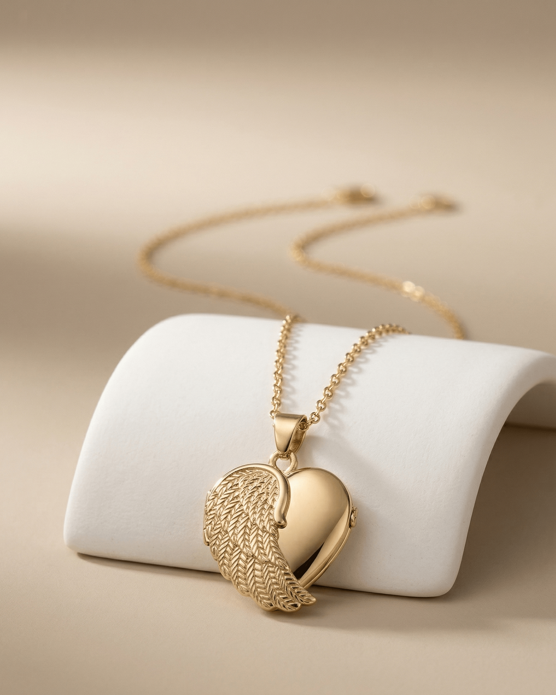 Cara Keepsakes Gold Locket Urns Gold Angel Wing Locket Urn (14K)