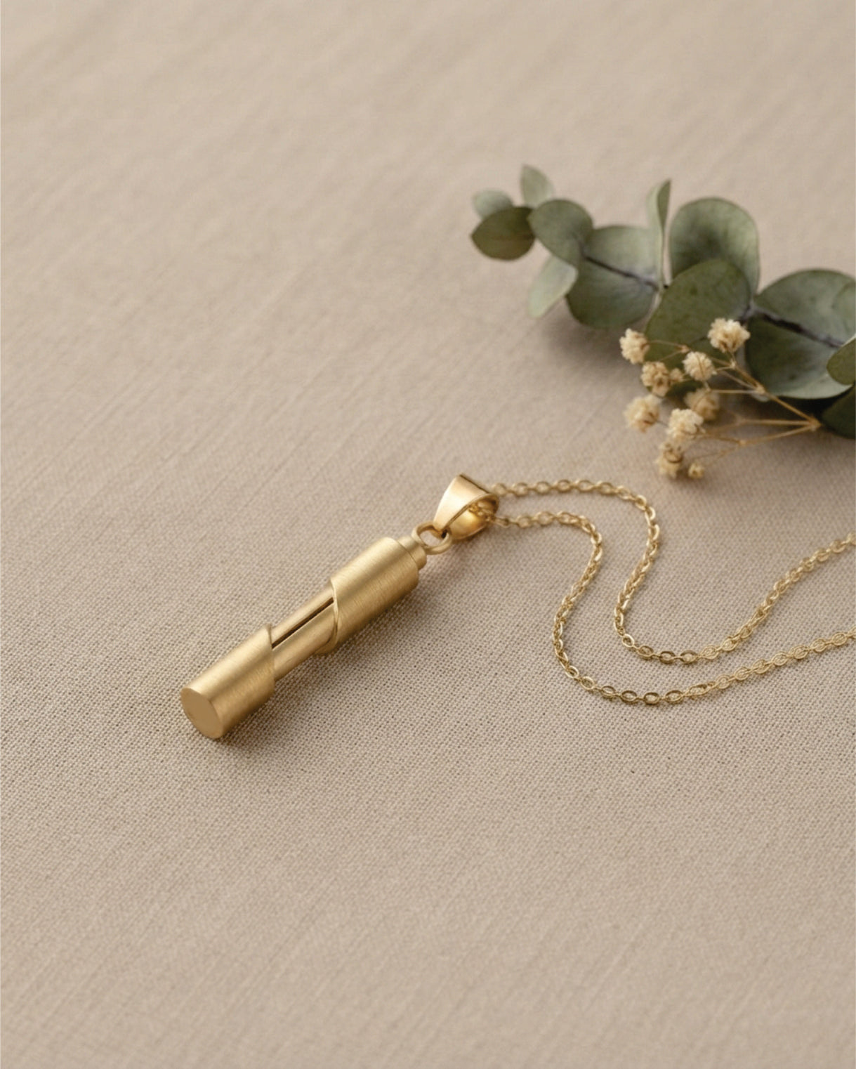 Cara Keepsakes Gold Pendant Urns Gold Cylinder Pendant Urn (10K)