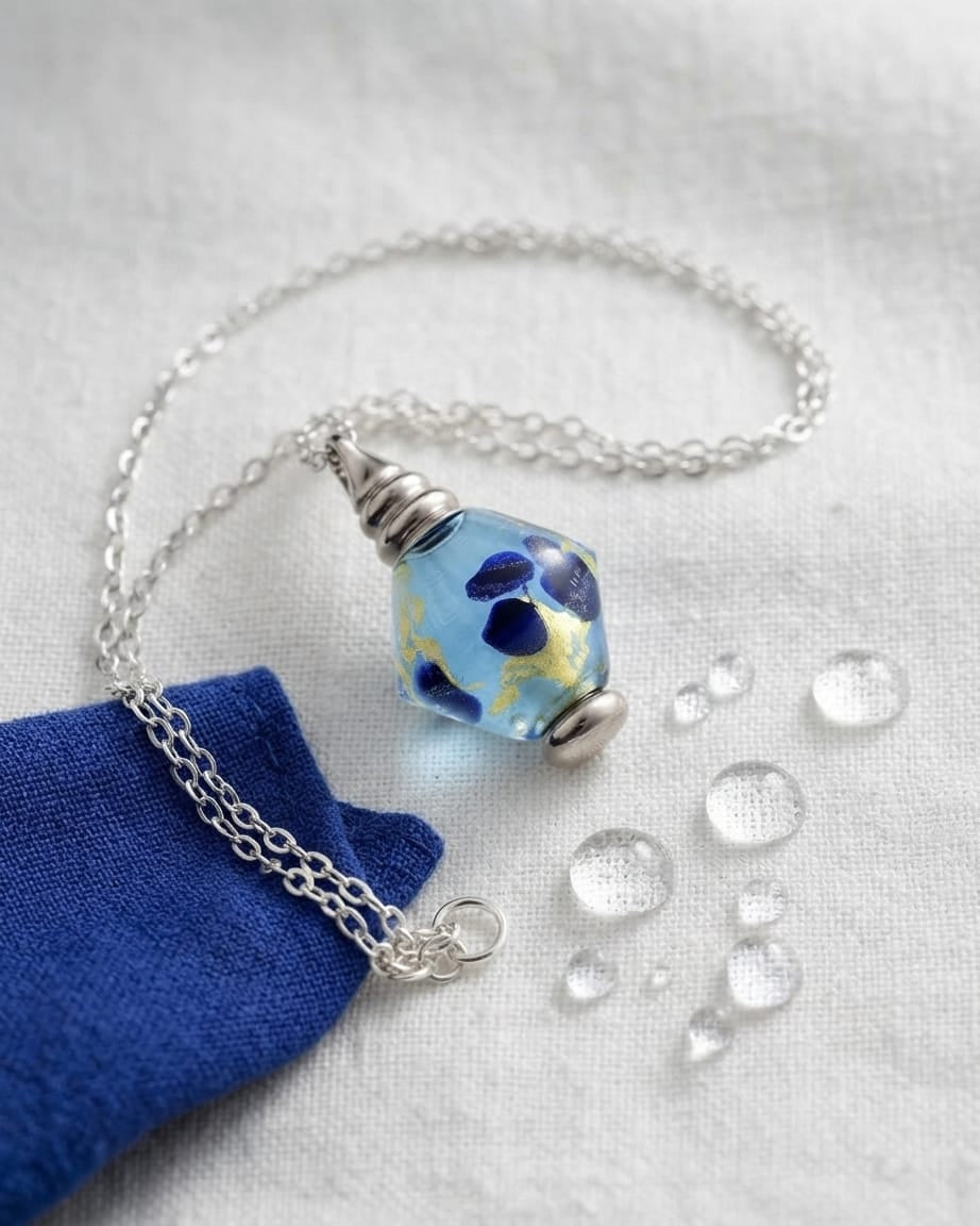 Cara Keepsakes Murano Glass Pendant Urns Murano Glass Pendant Urn - 'Ocean Mist'
