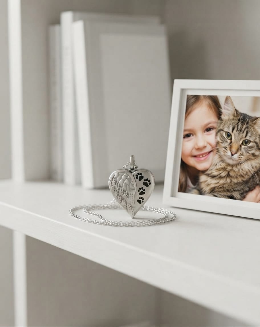 Cara Keepsakes Stainless Steel Stainless Steel Angel Wing Urn with Paw Prints