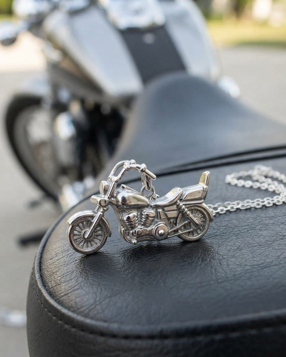 Cara Keepsakes Silver Pendant Urns Motorcycle Pendant Urn