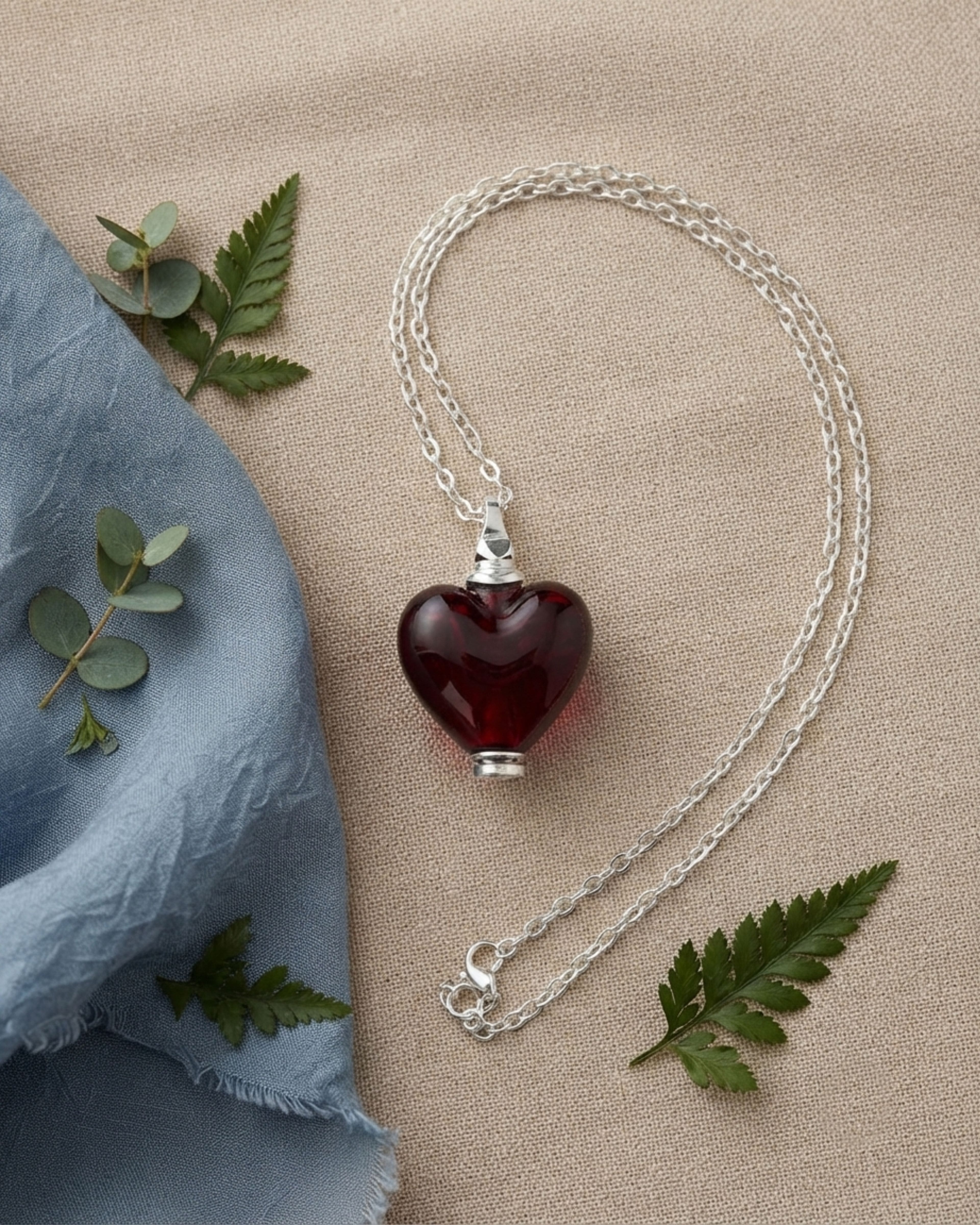Cara Keepsakes Murano Glass Heart Urns Murano Glass Heart Urn - January